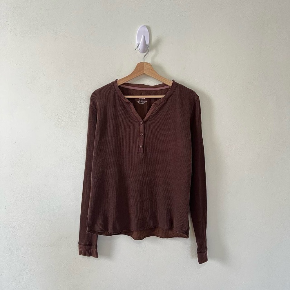 Brown Waffle Knit Top